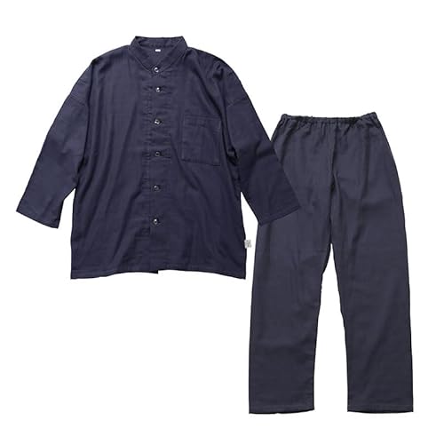 moun 3重ガーゼ メンズパジャマ 綿100% 日本製 Lサイズ(ネイビー) 京都府 京田辺市