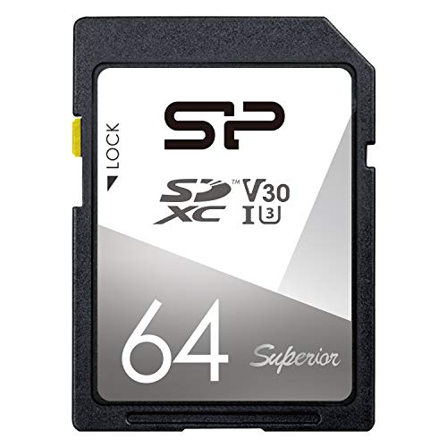 Silicon Power SP064GBSDXCV3V10 Carte SD 64 Go UHS-I, U3, V30, Compatible 4K, Classe 10, taux de Transfert Maximal : 100 Mo/s, Garantie 5 Ans