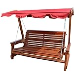Hilmo – Hollywoodschaukel Holz Schaukel Schwungschaukel 3 Sitzer, Massive Lärche