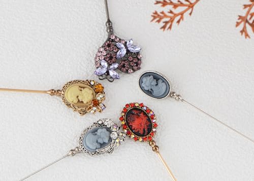 Image of Alilang 5Pcs Vintage Bendable Lapel Pins Classic Pin Brooches Set Accessories for Secure Styling on Hats, Scarves