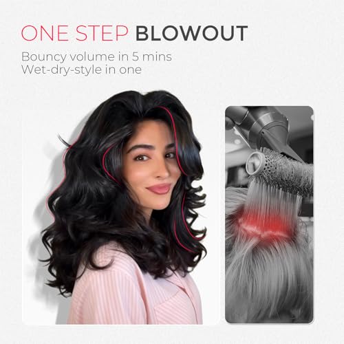 Image of TYMO 2.0 Hair Blow Dryer Brush - AIRBEAM MINI Blowout Hot Air Brush, One Step Volumizer, 2 Inch Oval Barrel Curling Styler, 3X Faster Drying, 0.6 lb Lightweight, Straightener Curling in One, Black