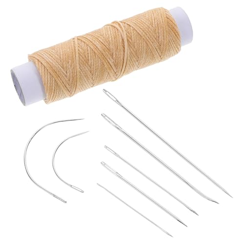 Kit de hilo encerado para costura en cuero OHPHCALL con agujas manuales, todo en uno para reparación y manualidades en cuero, tapicería, encuadernación, reparación de calzado, bricolaje para principiantes y profesionales, color natural