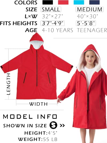 Image of Swim Parka Kids Windproof Sherpa-Lined Unisex Youth Robe Coat Warm Jacket