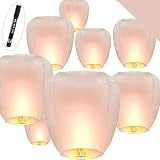 Paper Lanterns- White 10 Pack [Contains a Pen] Suitable for Beautiful Weddings,Birthdays, Activities Decorations Hang Lanterns to Release Chinese Lanterns 12