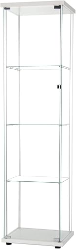 Miniatura 6 de Vitrina de vidrio templado de 4 niveles con puerta, 17 pulgadas de ancho x 14.5 pulgadas de profundidad x 64 pulgadas de alto (blanco)