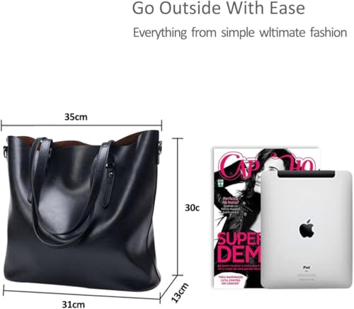Image of Women's Handbag Tote Bag Premium PU Leather Shoulder Bag with Top Handle & Detachable Strap - Stylish Large Capacity Purse for Office, Casual & Party Use (BlackS)