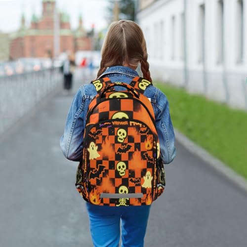 Sac à dos d'Halloween citrouille orange et noire grands compartiments - 7