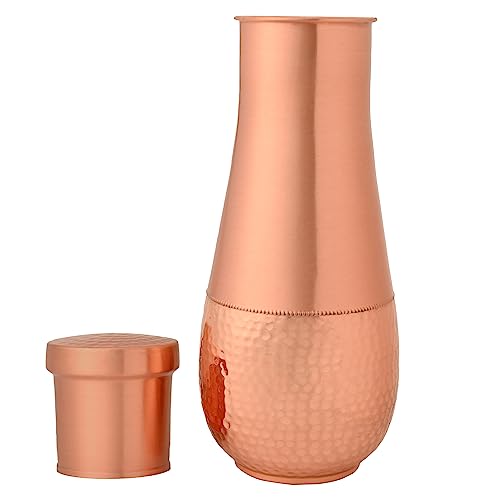 Pure Copper Bed Side Carafe for Ayurveda Health Benefits - 1800 Ml Capacity, Bronze - Image 2