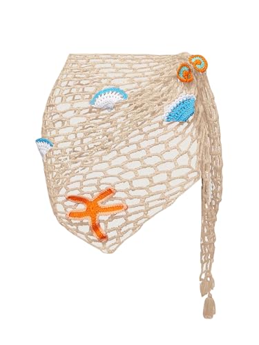 Image of ZAFUL Sarong Coverups for Women Beach Vacation Fishnet See Thru Tie Side Bathing Suit Cover Up Mini Skirt
