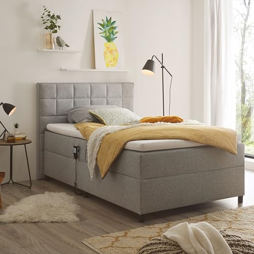 MARIBORSKO 6 Polsterbett 120x200 elektrisch verstellbar, Silber - Bequemes Doppelbett mit 9-Zonen-Federkern Matratze & HR 30-Topper - 131 x 112 x 210 cm (B/H/T) – Bild 3