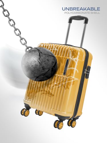 Image of Safari Scrib Cabin 8 Wheels 55cm Carry on Trolley Bag Hard Case Polycarbonate 360 Degree Wheeling System Luggage, Trolley Bags for Travel, Suitcase for Travel, Amber Dune Printed
