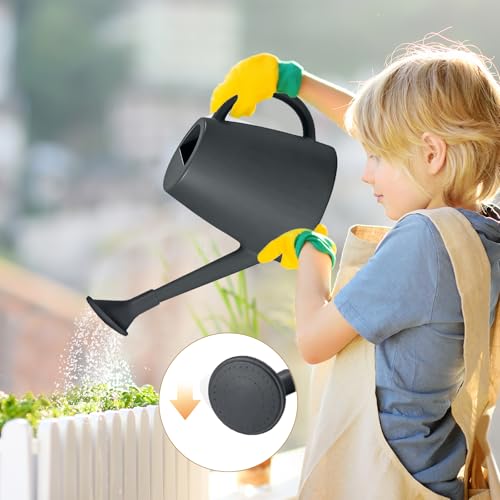 Image of Plastic Watering Can - for Home Plant Garden - 1 /2 Gallon - Grey
