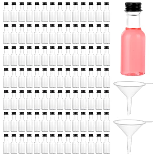 ZOFUN Lot de 100 Pièces Bouteilles de Liqueur en Plastique, Petite Bouteille Shot de Jus 25ml, Mignonette Alcool Vide, Mini bouteille shot, Fiole Plastique...