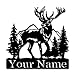 Custom Name Sign, Deer and Mountain Forest Metal Wall Art, Outdoor Decor Deer Hunting Metal Wall Hanging Decor, Personalized Gift for Family Friend Anniversary Wedding Gift