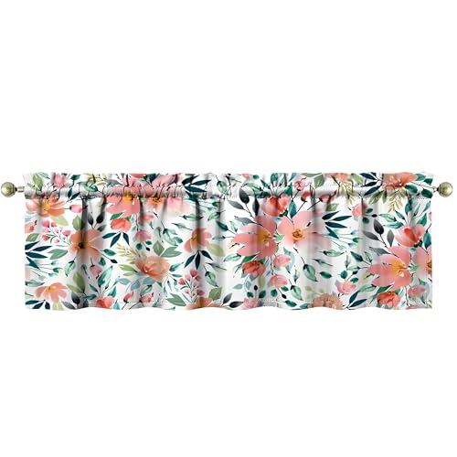 mvhsuoem Floral Kitchen Valances Funny Window Over Sink Decor Ideas Retro Small Window Drapes for Kitchen Bedroom Bathroom Laundry Room Small Windows 18x54 inch