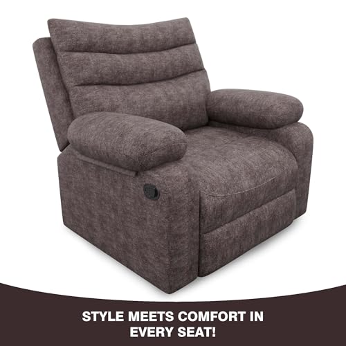 Image of Amazon Brand - Solimo Lotus Single Seater | Premium Fabric | Manual Recliner | Brown