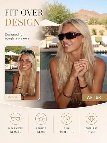 Image of VIEWBETTER Polarized Fit Over Glasses Sunglasses for Men Wrap Around Shades UV Protection Wear Over Eyeglasses SG0312