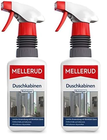 MELLERUD Duschkabinen Reiniger | 1 x 0,5 l | Wirksames Spray gegen Kalk- & Seifenreste in der Dusche (Packung mit 2)