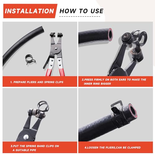 AKIHISA 130Pcs 6-25mm Spring Band Hose Clamp Assortment Kit with Hose Clamp Pliers, 16 Sizes Spring Hose Clip Fuel Line Silicone Vacuum Hose Pipe Clamp, Air Hose Tube Water Pipe Fasteners by AKIHISA - Image 5