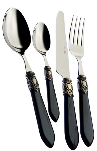 Ménagère BUGATTI OXBNM-S3250 24 pièces en acier et ABS noir pour table - 2