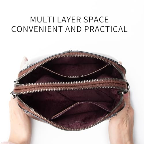 Image of Genuine Leather Small Crossbody Bags for Women | Lightweight Shoulder Purse, Designer Handbag with Adjustable Strap, Casual Travel Everyday Bag