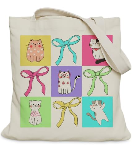 Image of Cat Gifts Tote Bag for Women Girls, Cat Lover Gifts Tote Bag for Daughter Besties, Medium Size with Inner Pocket