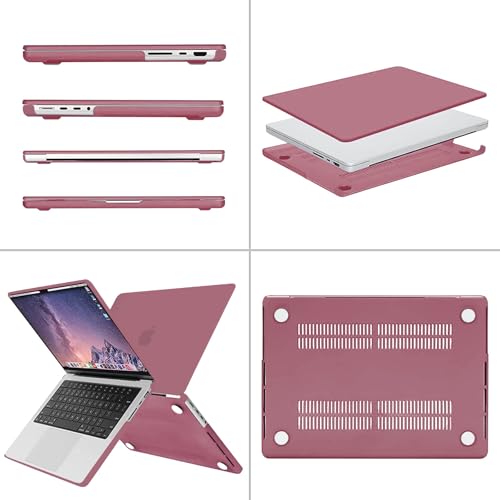 Image of MOSISO Compatible with MacBook Pro 14 inch Case 2025 2024 2023 2022 2021 M5 M4 M3 M2 M1 A3434 A3112 A3185 A3401 A2918 A2992 A2779 A2442, Hard Shell&Keyboard Cover&Screen Film&Pouch,Tea Petal Pink