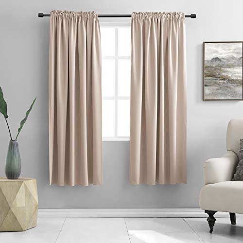 Image of Warm Taupe Room Darkening Thermal Insulated Curtains Drapes for Nursery ,Rod Pocket Blackout Curtains for Bedroom(2 Pieces,52 inches Wide by 63 inches Long)