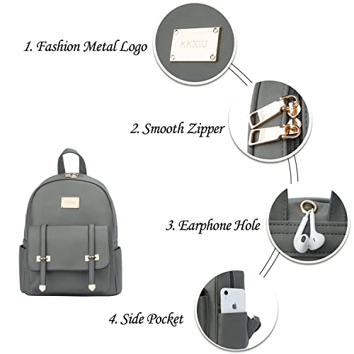 Kkxiu 3Pcs Fashion Small Synthetic Leather Backpack Purse Cute Mini Bookbag For Women (Grey) #TOP4