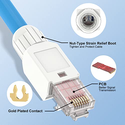 VCELINK Cat6 Tool-Free RJ45 Connector, 1000 Mbps/250 MHz, Reusable UTP Gold-Plated Ethernet Plug for 23-26 AWG Network Cable - Image 4