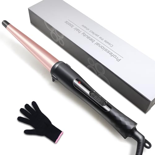 Tapered Ceramic Hair Curling Wand with Glove