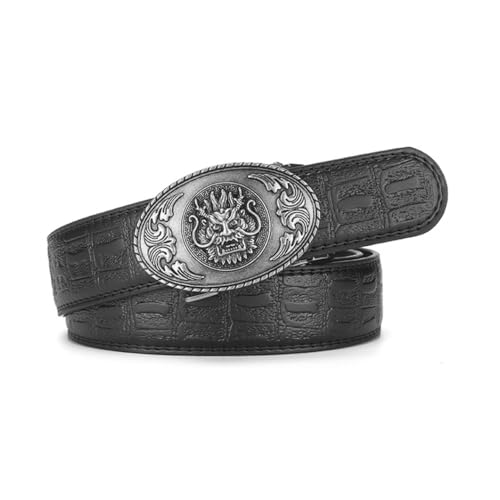 Ceinture cuir crocodile homme avec boucle lion dorée élégante