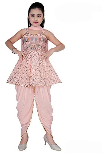 Ethnic Indian Girls Kurta Dhoti Dress Set, Size 3 Years to 14 Years