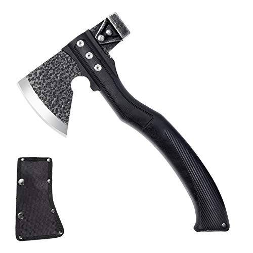 Camping Axe, AIETOL Survival Wood Chopping Hatchets with Sheath, Hatchet Hammer Combo for Hunting Kindling Viking Splitting Hiking, Non-Slip Handle