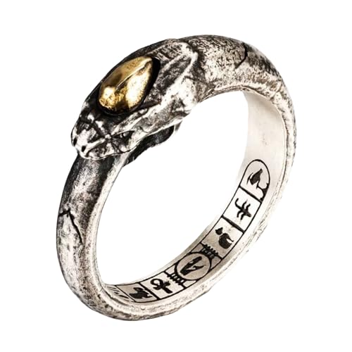 Bague serpent égyptien en argent 925 bicolore punk de haute joaillerie