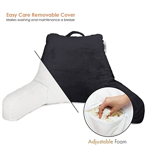 Nestl Reading Pillow Standard Bed Pillow, Back For Sitting In Shredded Memory Foam Chair & Rest Pillows Black Bed, Arm With Pockets #TOP3