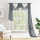 MIULEE Luxury Window Scarf Sheer Voile Elegant Topper Long Valance Solid Treatment Swags Drapes for Window Ceremony Wedding Canopy Bed 54