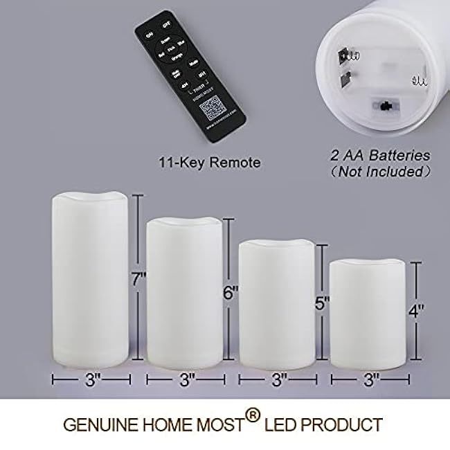 Set of 4 Multicolor LED Pillar Candles Color Changing Assorted Colors