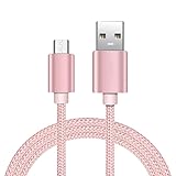 iTechCover Câble USB tressé compatible avec Sandisk Sansa Clip JAM SlotRadio lecteur MP3 Or rose 1 m