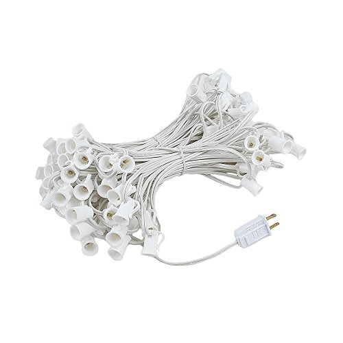 Novelty Lights 100 Foot C7 Outdoor String Light Christmas Stringer - Patio String Lights - Candelabra Base (C7/E12) - 12