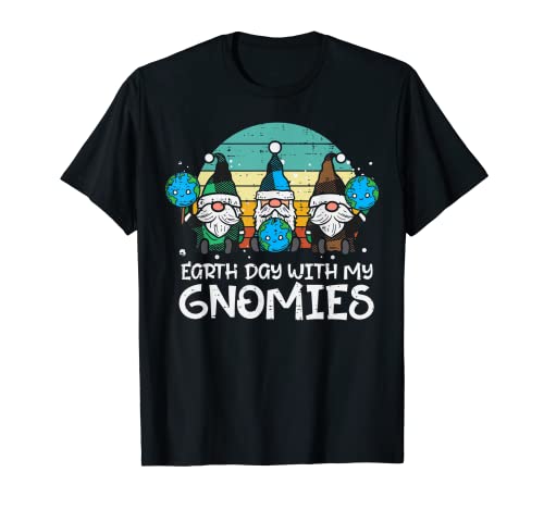 Día de la Tierra con mis gnomies retro gnomos mujeres maestros niños Camiseta