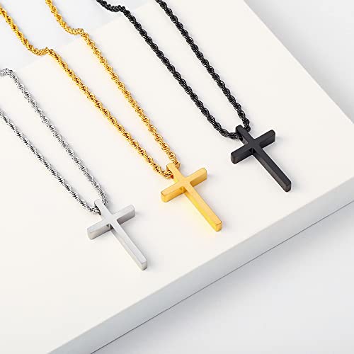 Luxejew Silver Cross Necklace For Men, Stainless Steel Silver Cross Chain Pendant Necklace For Men Boys Mens Cross Necklaces Cross Chain Necklace For Boys Jewelry Gift Rope Link Chain 18 Inches #TOP3
