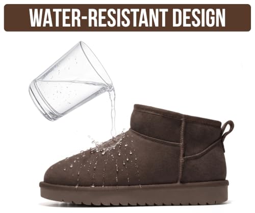 Image of 100% Genuine Leather Womens Boots Fur-Lined Booties Ankle Boots for Women