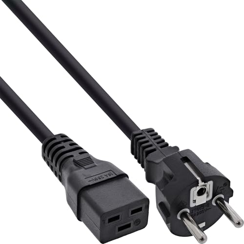 Inline 22288 Cavo Alimentazione 16A, Spina Schuko CEE-7/7 a Presa IEC-320-C19, 2 m, Nero