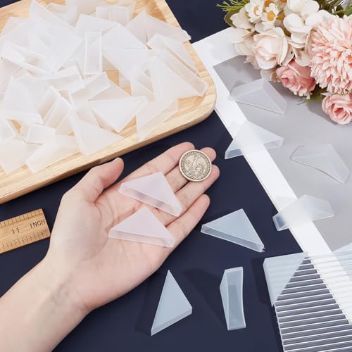 Image of BENECREAT 60Pcs Triangle Glass Corner Protectors, White-Gray, 1.37x1.37x0.51 Inch, PP Plastic, Protects Glass & Mirror Edges During Transport