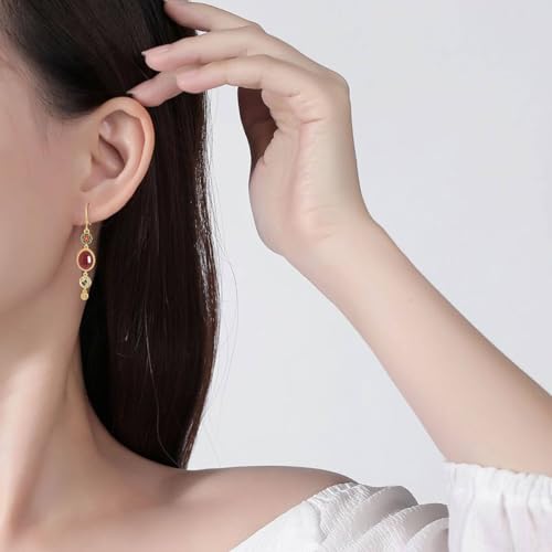 Boucles d'oreilles gourde émaillée légères anti irritation en jade - 2