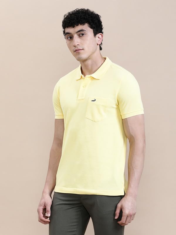Image of CROCODILE Men's Solid Casual Wear T-Shirt | Polo Neck | Half Sleeves | Pull On | Regular