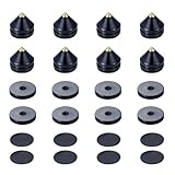 Pailvens インシュレーター スピーカー ８個 ライト級, スピーカースタンド, スパイクスタンド 両面テープ16枚付き, オーディオ音質向上 振動防止, 黒
