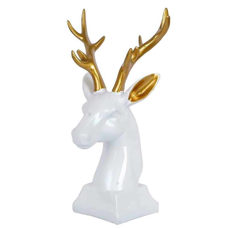 Statue de cerf en polyrésine blanche de 11 pouces d'art moderne - 3