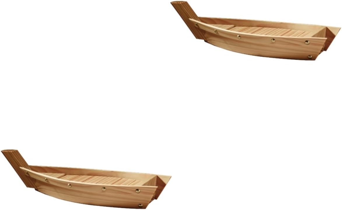 BESTonZONBESTonZON 2pcs Dish Serving for Geta Restaurant Boats Kitchen Decor Plates Size Bazooka Plate Appetizers L Bowl Sushi Decorations Fruits Style Wood Party Nuts Wooden Catering Container Boat